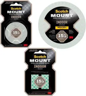 3M Indoor Scotch-Mount Double-Sided Mounting Tape & Squares: 1 in x 55 in. (White) - OEM