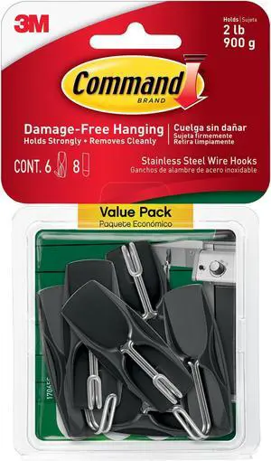 Command Medium Outdoor Wire Hooks [Removable]: 6-pack (Slate Gray)