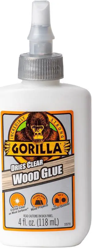Gorilla Dries Clear Wood Glue: 4 oz. bottle (Clear)