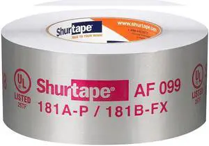 Shurtape Aluminum Foil Tape [UL 181 A & B listed / Linered] (AF-099): 2-1/2 in. x 60 yds. (Silver Printed)