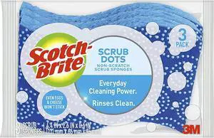 Scotch-Brite Stay Fresh Non-Scratch Scrub Dots Sponge: 3-pack (Blue)