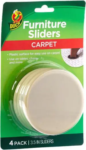 Duck Brand Plastic Carpet Furniture Sliders: 3-1/2 in. diameter / 4-pack (Brown)