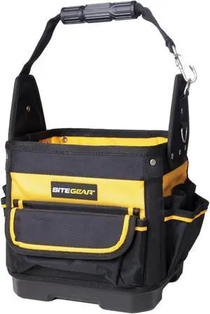 DW SitePro SITEGEAR Electrical & Maintenance Ballistic Tool Carrier: 10 in. D x 10-1/4 in. W x 10-1/4 in. L (Black and Yellow)