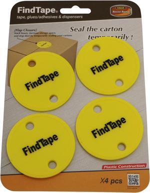 Excell Box Flap Closure (ET-23731): Box Flap Closure / 4-pack (Yellow with "FindTape" printing)