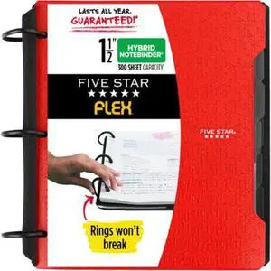 Five Star Flex 1-1/2" Hybrid NoteBinder: 11-1/2 in. x 11-1/4 in. (Fire Red)