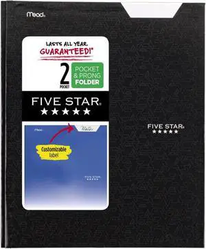 Five Star Pocket and Prong Folder [Geometric Pattern]: 9 in. x 11 in. (Black)