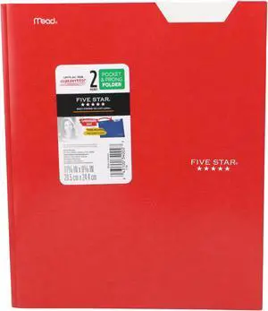 Five Star Pocket and Prong Folder [Geometric Pattern]: 9 in. x 11 in. (Red)