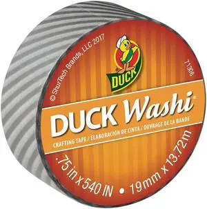 Duck Brand Washi Crafting Tape: 3/4 in. x 15 yds. (Silver Stripe)