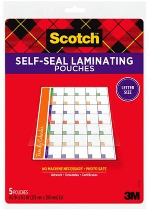 Scotch Self-Sealing Laminating Pouches [No Machine Required]: 9 in. x 0.319 yds. (Clear) *5-pack letter-size