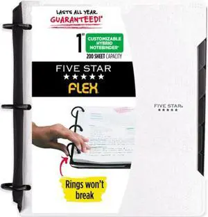 Five Star Flex 1" Customizable Hybrid NoteBinder: 10-3/4 in. x 10-3/4 in. (White)