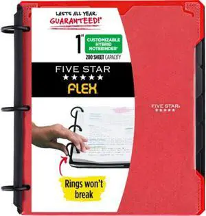 Five Star Flex 1" Customizable Hybrid NoteBinder: 10-3/4 in. x 10-3/4 in. (Fire Red)