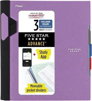 Five Star Advance 3-Subject Spiral Guard Notebook [College Ruled]: 8-1/2 in. x 11 in. (Amethyst)