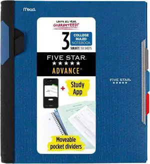 Five Star Advance 3-Subject Spiral Guard Notebook [College Ruled]: 8-1/2 in. x 11 in. (Blue)