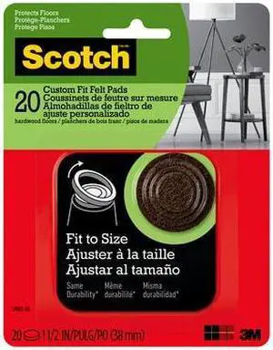 Scotch Custom Fit Felt Pads: 1-1/2 in. / 20-pack (Brown)