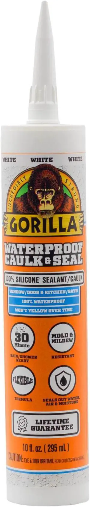 Gorilla 8060002 100% Silicone Sealant, 10 oz, White, 1-Pack