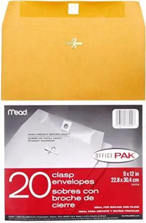 Mead Clasp Closure Envelopes: 9 in. x 12 in. (Brown) *20 count Mead Clasp Closure Envelopes: 9 in. x 12 in. (Brown) *20 count