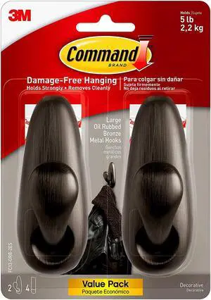 Command Large Forever Classic Hook [Removable]: 2-pack (Bronze)