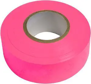 [NO ADHESIVE] DW SitePro Salamander Roll Flagging Tape [4 mils thick]: 1-3/16 in. x 50 yds. (Neon Pink)