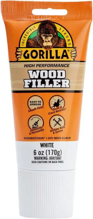 Gorilla High Performance Wood Filler: 6 oz. tube (White)