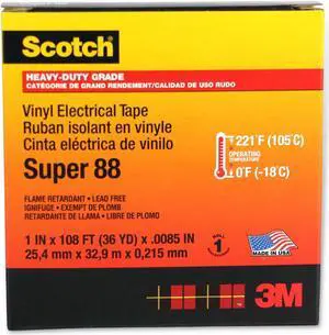 Scotch Super 88 Heavy-Duty Grade Electrical Tape: 1 in. x 36 yds. (Black)