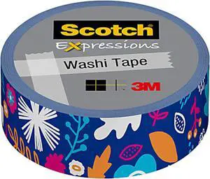 Scotch Expressions Washi Tape: 0.59 in. x 393 in. (Blue Mod Flowers)