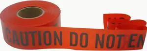 JVCC Barricade Tape [2.5 mil thick] (BR-1): 3 in. x 1000 ft. (Red with Black "CAUTION DO NOT ENTER" printing) [NON-ADHESIVE]