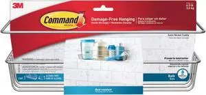 Command Metallic Shower Caddy [Removable]: 12.76 in. x 4 in. (Satin Nickel)