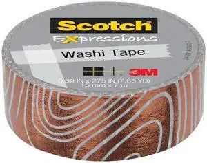 Scotch Expressions Foil Washi Tape: 0.59 in. x 393 in. (White and Copper Foil Swirl)
