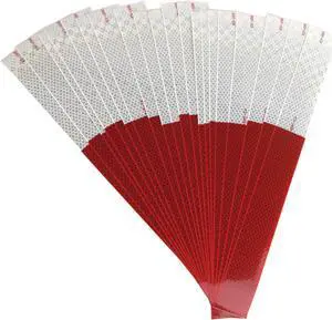 FindTape Microprismatic Sealed Reflective Conspicuity Tape [DOT-C2 10 yr.]: 2 in. width (Alternating 11 in. Red 7 in. White / Honeycomb Design) *20 strips