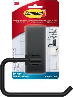 Command Toilet Paper Holder [Removable]: 1 Holder (Matte Black)