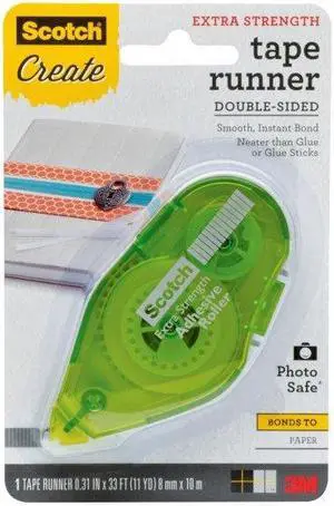 Scotch Extra Strength Double-Sided Tape Runner: 0.31 in. x 49 ft. (Green)