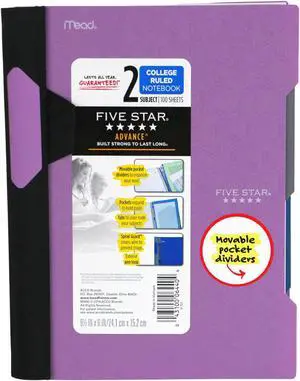 Five Star Advance Small 2-Subject Spiral Guard Notebook [College Ruled]: 6 in. x 9-1/2 in. (Amethyst) - OEM