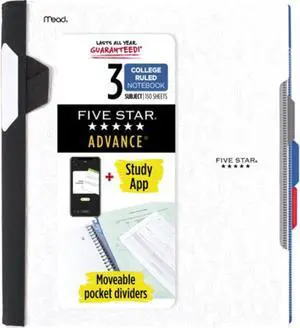 Five Star Advance 3-Subject Spiral Guard Notebook [College Ruled]: 8-1/2 in. x 11 in. (White)