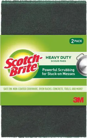 Scotch-Brite Heavy Duty Scour Pads: 6 in. x 3.8 in. (Green) *2-pack