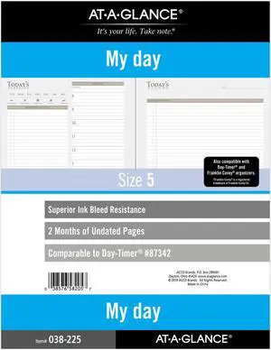 At-A-Glance My Day Planner Refills [Undated]: 8-1/2 in. x 11 in. (White)