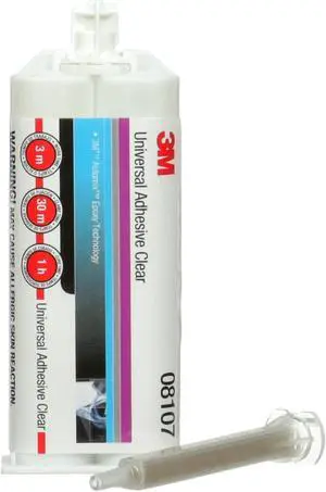 3M 08107 Epoxy Adhesive, 8107 Series, White, Drum, 1:01 Mix Ratio, 1 hr