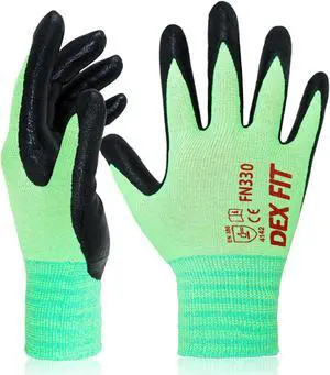 Muveen Touch Screen Compatible Nitrile Work Gloves [DEX FIT FN330]: large / 1-pack (Green)