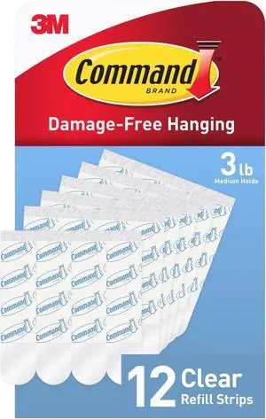 Command Medium Clear Refill Strips [Removable]: 12-pack (Clear)