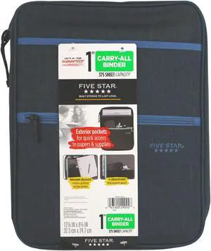 Five Star Carry-All Zipper Binder: 1 in. / 375 sheet capacity (Blue)