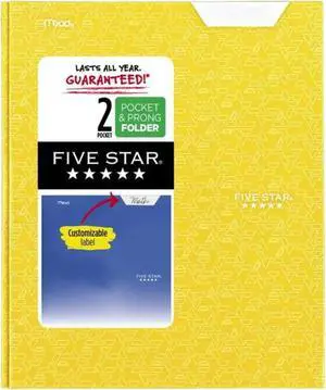 Five Star Pocket & Prong Paper Folder [Geometric Pattern]: 9 in. x 11 in. (Harvest Yellow)