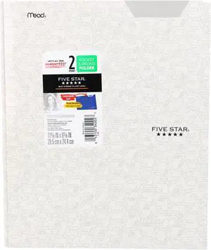Five Star Pocket & Prong Paper Folder [Geometric Pattern]: 9 in. x 11 in. (White) *1 folder