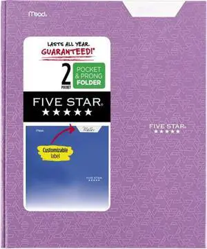 Five Star Pocket & Prong Paper Folder [Geometric Pattern]: 9 in. x 11 in. (Amethyst Purple)