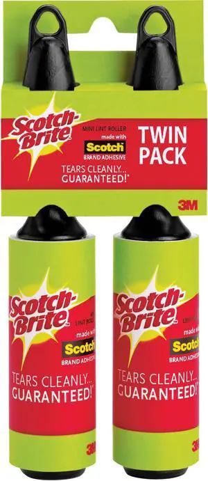Scotch-Brite Everyday Clean Mini Lint Roller [Mini Size]: 3 in. x 8.5 ft. / 30 sheets / 2-pack (Natural) - OEM
