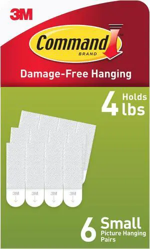 Command Small Picture Hanging Strips [Removable]: 6 pairs (White)