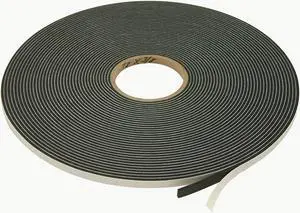 JVCC Medium-Density PVC Foam Tape [Single-Sided, Closed Cell] (SCF-02): 3/8 in. x 420 in. x 1/4 in. thick (Black)