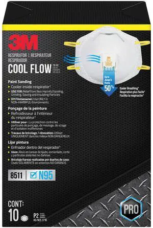 3M N95 Cool Flow Valve Particulate Respirator (8511): 10-pack (White)