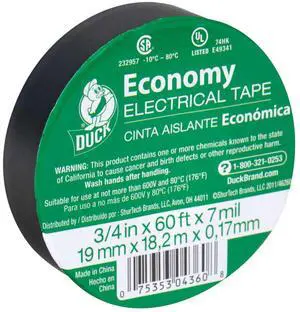 Duck Brand Economy Electrical Tape: 3/4 in. x 60 ft. (Black)