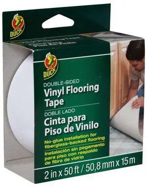 Duck Brand Double-Sided Vinyl Flooring Tape: 2 in. (48mm actual) x 50 ft. (White)