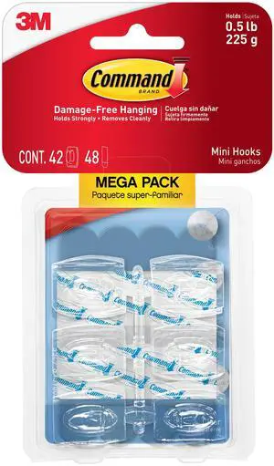 Command Clear Mini Hooks [Removable]: 42-pack (Clear) *2-pack