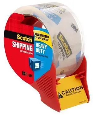 3M 3850S-RD "Scotch" Heavy-Duty Shipping Packaging Tape with Reusable Dispenser, 1.88" X 38.2 Yards